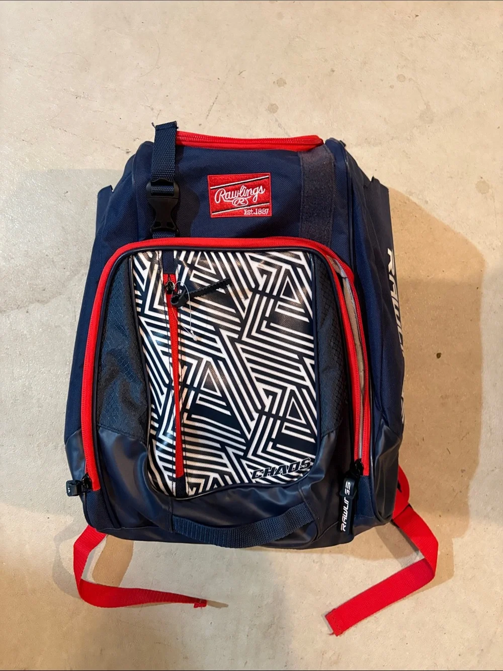 Rawlings Navy and Red Baseball Backpack